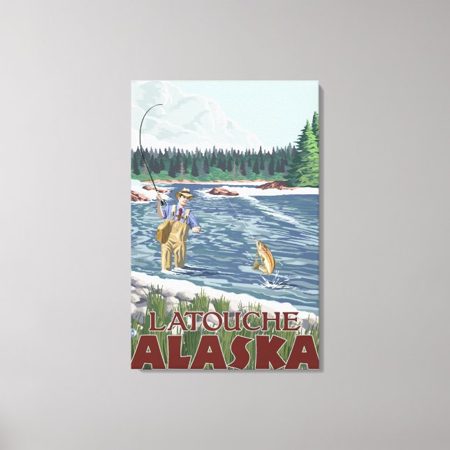 Toile Pêcheur à la mouche - Latouche, Alaska (Recto)