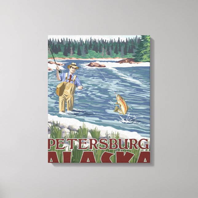 Toile Pêcheur à la mouche - Petersburg, Alaska (Recto)