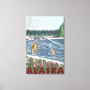 Toile Pêcheur de mouche - Cordova, Alaska