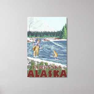 Toile Pêcheur de mouche - Fairbanks, Alaska