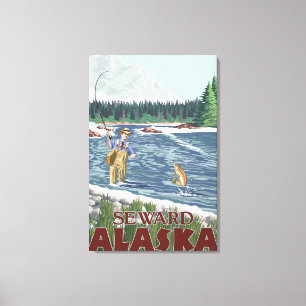 Toile Pêcheur de mouche - Seward, Alaska