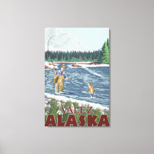Toile Pêcheur de mouche - Valdez, Alaska