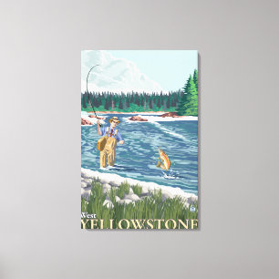 Toile Pêcheur de mouche - Yellowstone occidental,