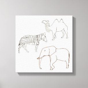 Toile Peindre Eléphant Zebra Camel Enveloppé Canvas