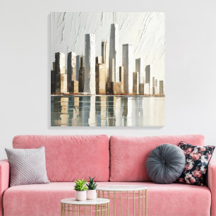 Toile Peinture 3D texturée minimaliste Cityscape