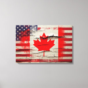 Toile Peinture à craquelures   Canadian American Flag