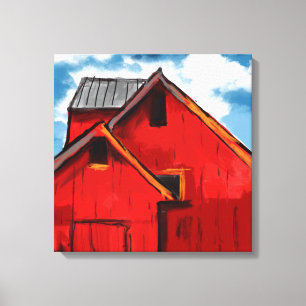 Toile Peinture à la grange rouge