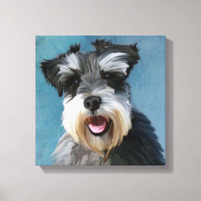 Toile Peinture à l'aquarelle de Schnauzer Nain (Recto)