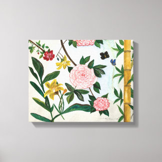 Toile PEINTURE À L'AQUARELLE - Fleurs et Papillons