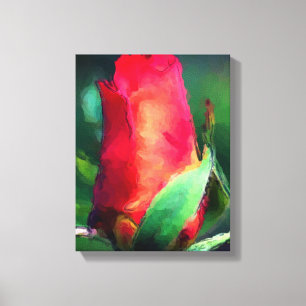 Toile Peinture à l'aquarelle rouge Rosebud