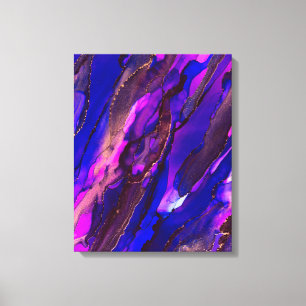 Toile Peinture à l'encre d'alcool violet et or sauvage