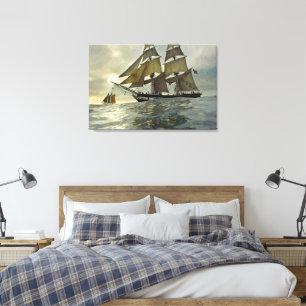 Toile Peinture à l'huile de bateau Ocean Sail