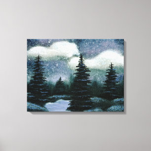 Toile Peinture à l'huile de Forêt Bleue, Joli paysage du