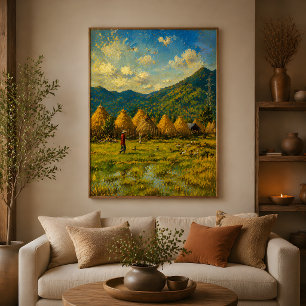 Toile Peinture à l'huile de la campagne vietnamienne, Ch