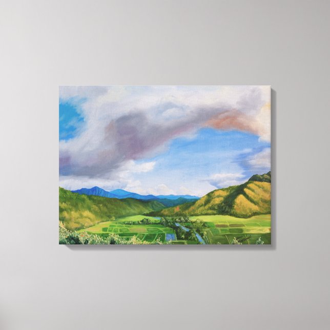 Toile Peinture à l'huile de la vallée de Hanalei Hawaii (Recto)