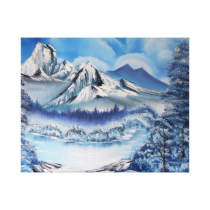 Toile Peinture à l'huile de montagne neige paysage d'hiv