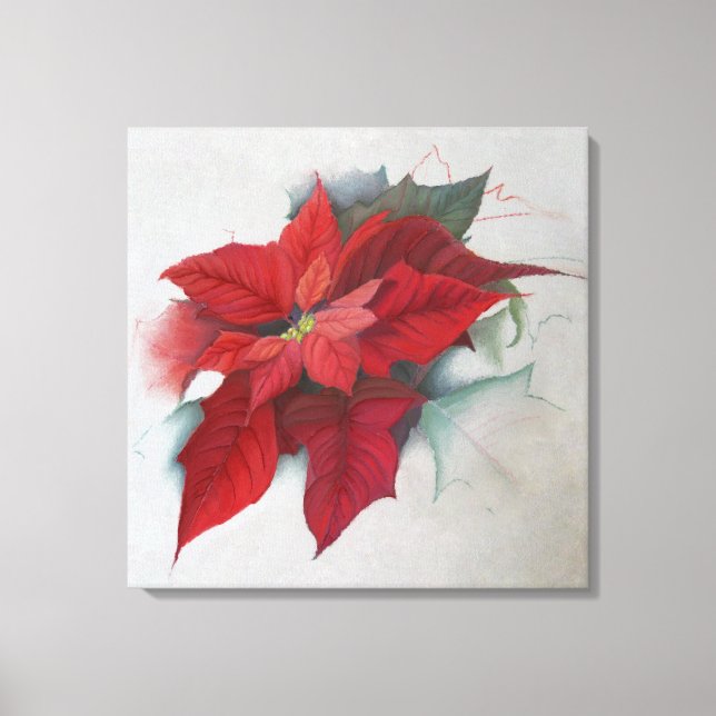 Toile Peinture à l'huile de Noël de poinsettia (Recto)