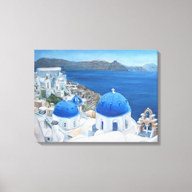 Toile Peinture à l'huile de Santorin Oia (Recto)