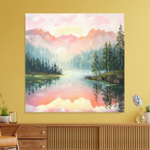 Toile peinture à l'huile de Sunrise Over the Mountains.