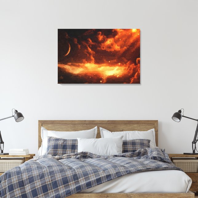 Toile Peinture à l'huile d'espace orange majestueuse (Insitu(Chambre))