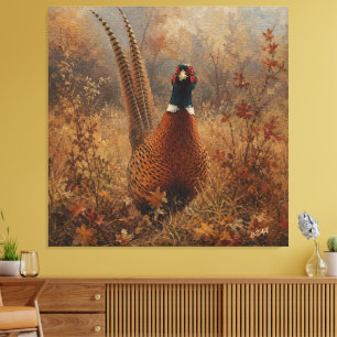 Toile Peinture à l'huile du faisan d'automne 