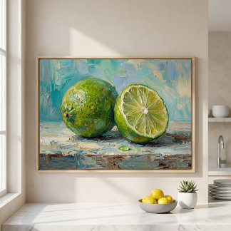 Toile Peinture à l'huile nature morte au citron vert fra