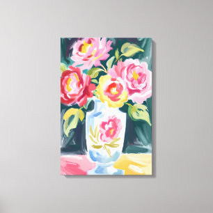 Toile Peinture à vase floral dynamique