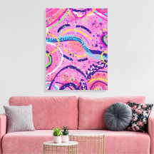 Peinture abstraite à l'état de flux rose