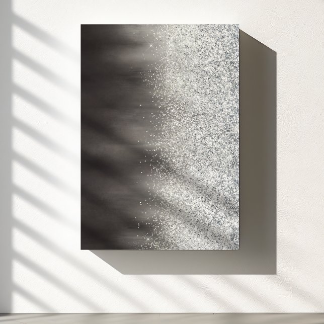 Toile Peinture Abstraite Blanche Et Grise Pailletée Mode (Créateur téléchargé)