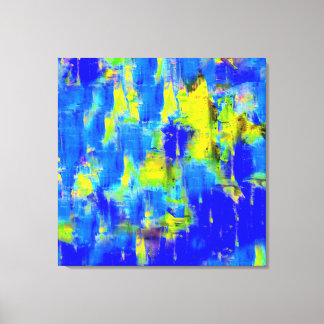 Toile Peinture abstraite bleue et jaune