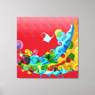 Toile Peinture Abstraite couleur funky rétro