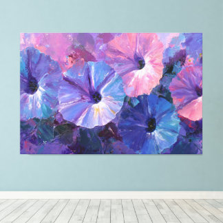 Toile Peinture Abstraite de Pétunia Violette et Bleue su