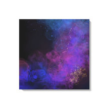 Peinture Abstraite d'encre noir bleu violet Carré