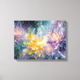 Toile Peinture Abstraite Florale Vibrante avec Explosion