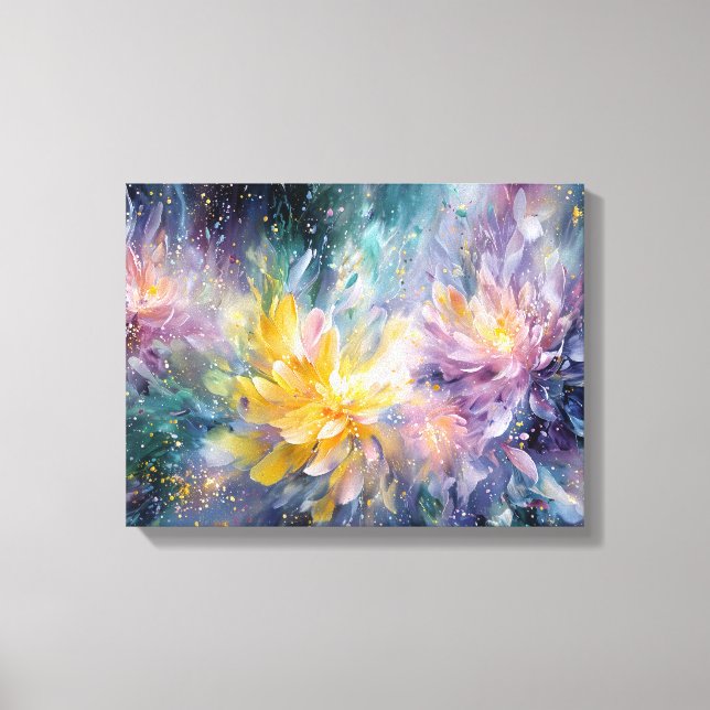 Toile Peinture Abstraite Florale Vibrante avec Explosion (Recto)
