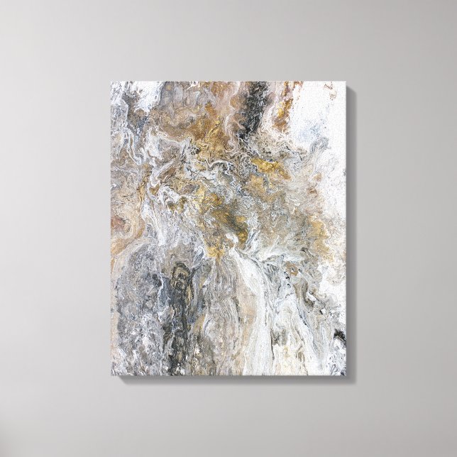 Toile Peinture Abstraite Gris Noir Or (Recto)