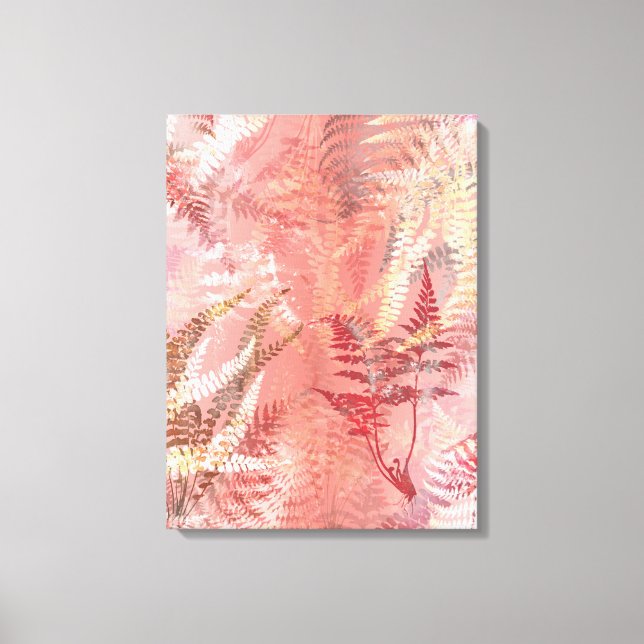 Toile Peinture Abstraite moderne Coral rose Feuilles de  (Recto)
