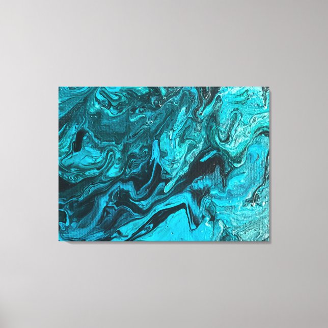 Toile Peinture Abstraite turquoise et noire (Recto)