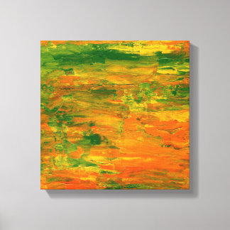 Toile Peinture abstraite verte et orange