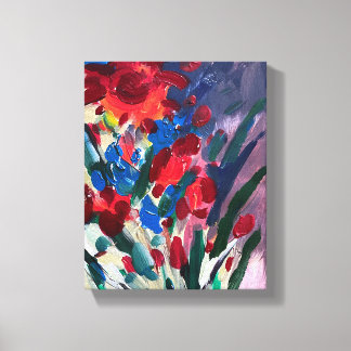 Toile Peinture acrylique moderne, fleurs rouges 