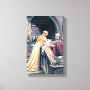 Toile Peinture antique de dame médiévale de chevalier