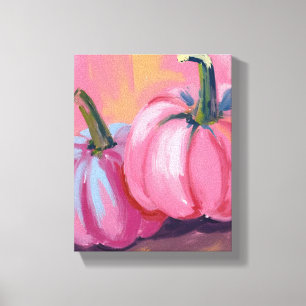 Toile Peinture aquarelle automne citrouilles roses