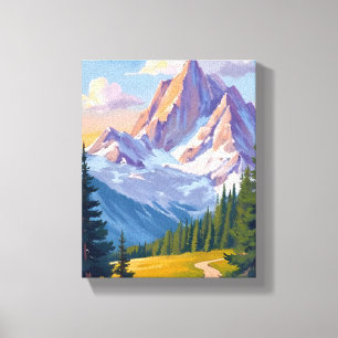 Toile Peinture aquarelle de la chaîne de montagnes natur