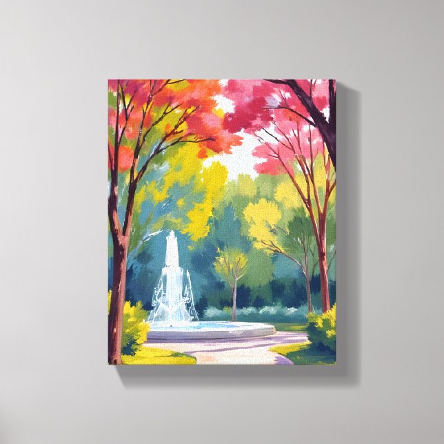 Toile Peinture aquarelle du feuillage d'automne du parc  (Recto)