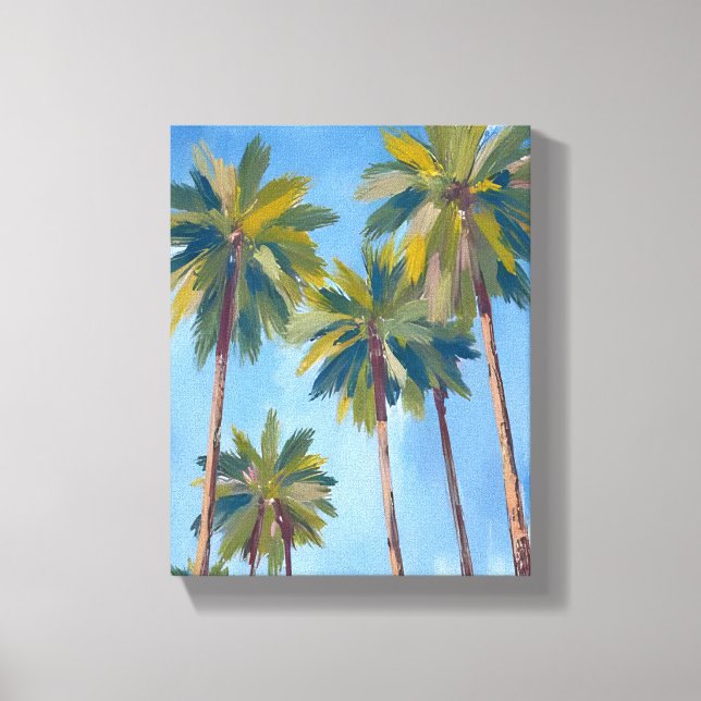 Toile Peinture aquarelle tropicale de palmiers (Recto)