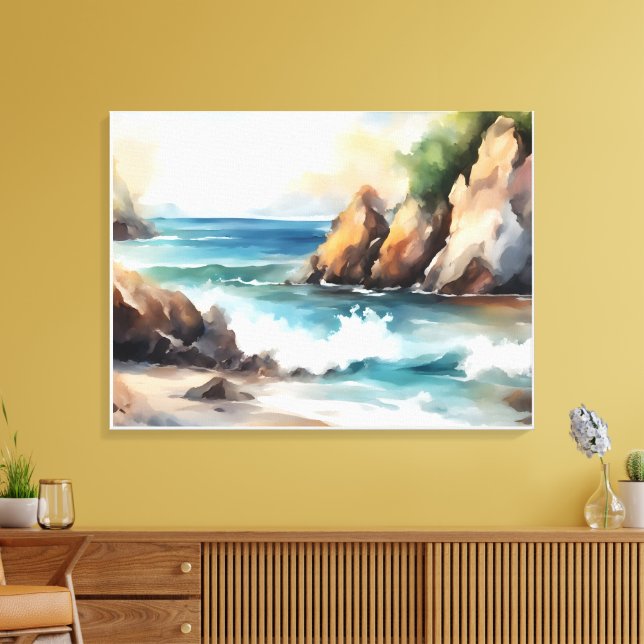 Toile Peinture Arrière - plan d'aquarelle Seashore Art D (Insitu(Salon))