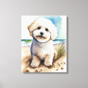 Toile Peinture artistique du chien Bichon Frise