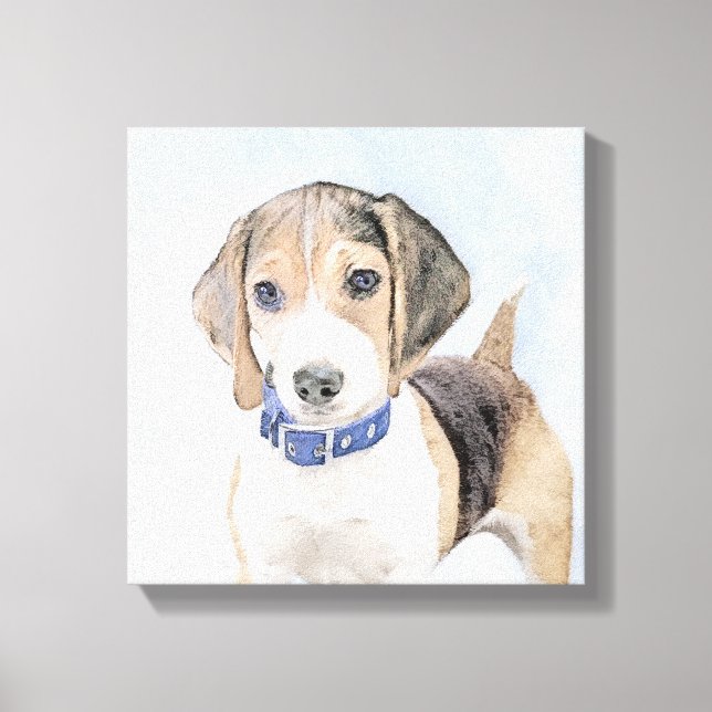 Toile Peinture beagle - Cute Original Chien Art (Recto)