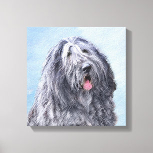 Toile Peinture Bergamasco Sheepdog - Chien original mign