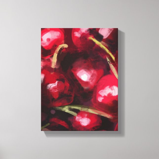 Toile Peinture Cerise Rouge - Illustration de Nature Mor (Recto)